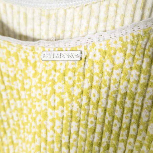 Billabong Rib Knit Tank Top Soft Yellow Small Casual Summer Beach Style - Picture 3 of 6